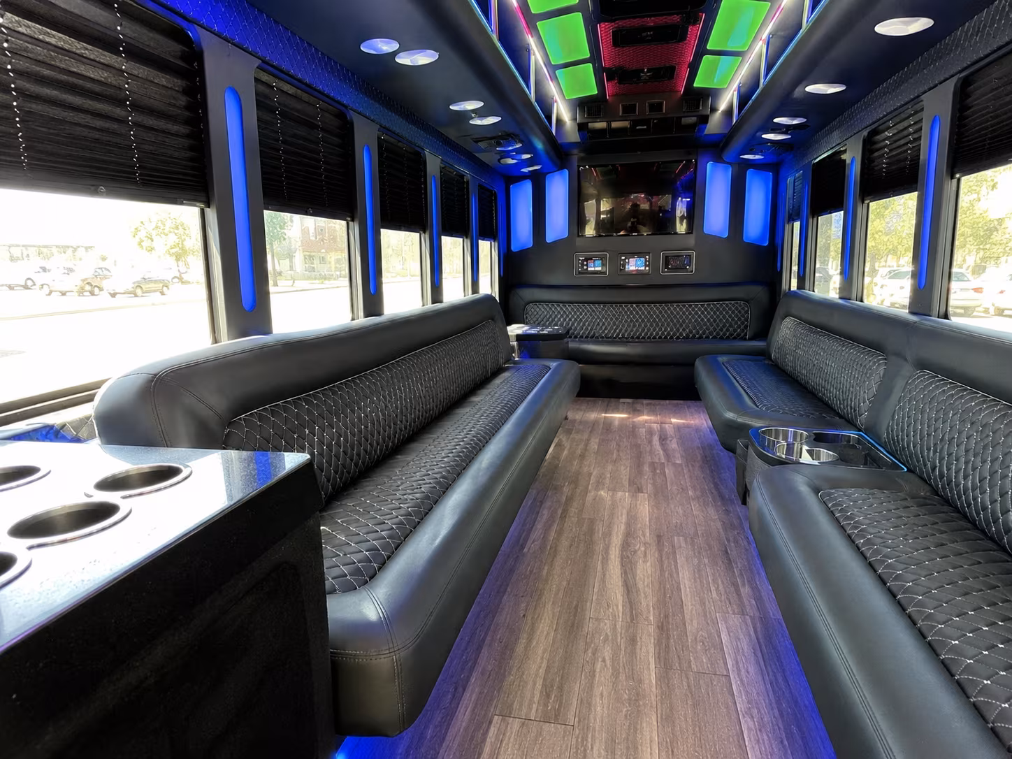buffalo 15 passenger party bus inside