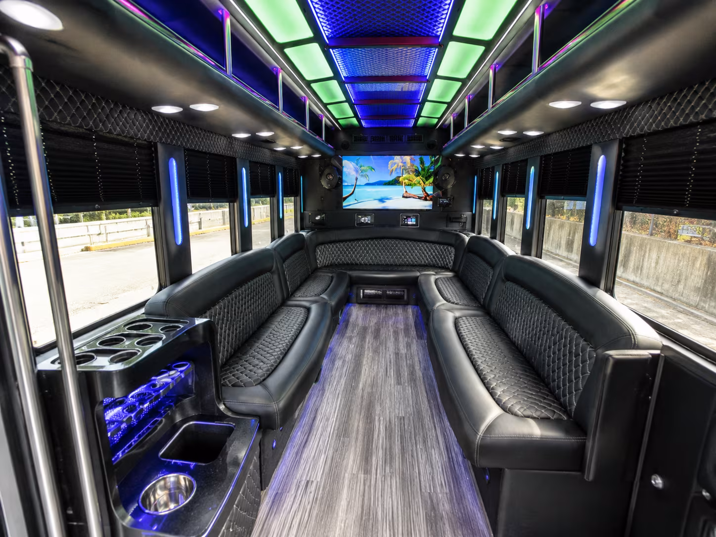 buffalo 18 passenger party bus inside
