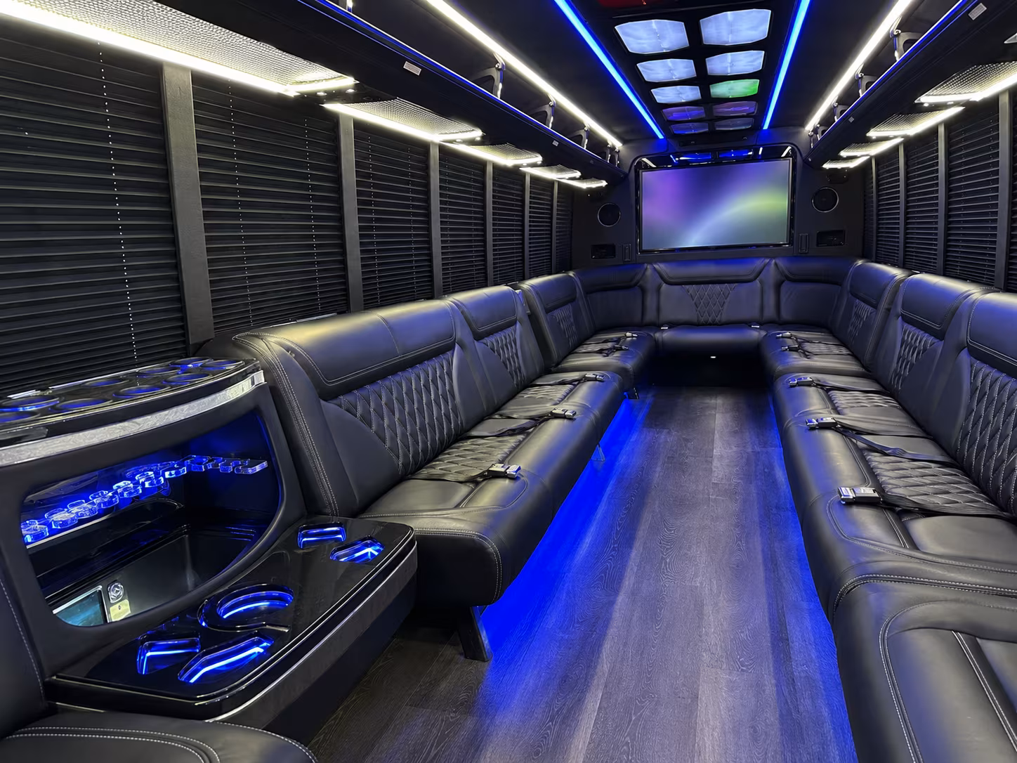 buffalo 20 passenger party bus inside