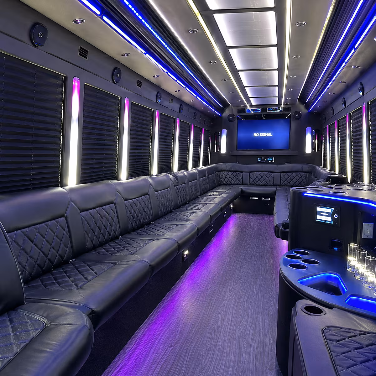 buffalo 30 passenger party bus inside